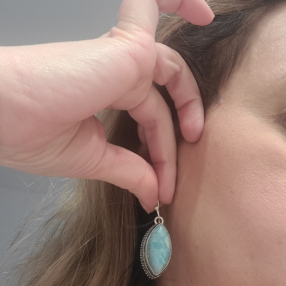 925 Silver and turquoise stone earrings - Picture 8 of 8